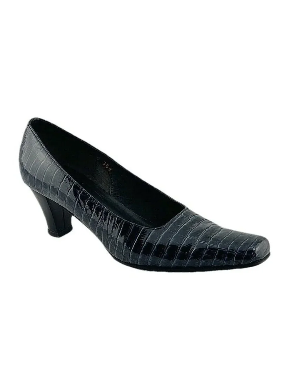 Boucherel Womens Black Croc-Embossed Leather Heels Size 38